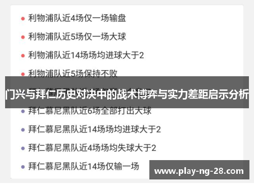 门兴与拜仁历史对决中的战术博弈与实力差距启示分析 门兴与拜仁历史对决中的战术博弈与实力差距启示分析